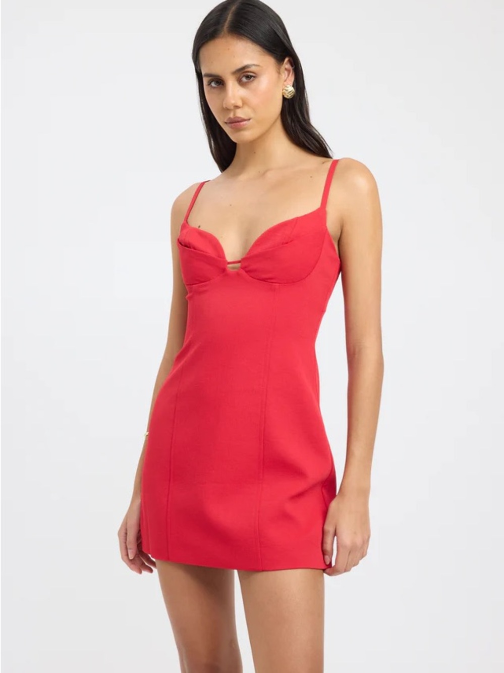 Kookai Red Mini Slip Dress with Spaghetti Straps